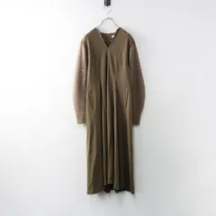 【値下げ】2022AW ボールジィ トゥモローランド Ballsey TOMORROWLAND ウールニットコンビ キーネックワンピース 36/ブラウン系 【2400014340044】のサムネイル