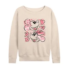 ディズニー レディース トップス Tシャツ パイル Womens Disneys Mickey Minnie XOXO Sketch French Terry Long Sleeve Tee Beige ベージュ