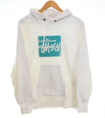 チャンピオン Champion × STUSSY ステューシー 青 単色 タグ 復刻 REVERSE WEAVE HOODIE リバースウィーブ パーカー コラボ パーカ ホワイト Mサイズ 103MT-4145