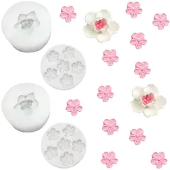 【新品】 koundeneko 桜 シリコンモールド 4個セット 2タイプ入り 可愛い 花びら 粘土 樹脂 シリコン型 立体 桜の花 レジン モールド 初心者向き 再利用可能 ハンドメイド 石鹸 キャンドル アロマストーン 抜き型 0