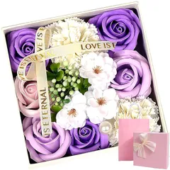 【新品】 CaanDyy シャボンフラワー花束，ホワイトデーギフト ，フラワーソープ 薔薇 リボン付き専用ボックス、専用手提げ袋、メッセージカード付 石鹸花 バラ 造花 母の日 プレゼント 香りローズ 薔薇 カーネーション 記念日 結婚式 出産 送別会 誕 0