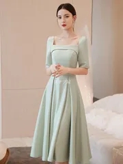 再入荷 ドレスワンピース レディース ワンピース ドレス パーティードレス シンプル ミモレ丈 Aライン おしゃれ 花嫁 およばれ 女子会 二次会 フォーマル 通勤 結婚式 謝恩会 体型カバー