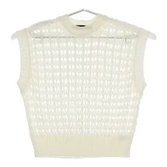 mizuiro-ind pattern knitting c/neck vest 1-220024 定価13860円 メッシュ編 ニットベスト ホワイト レディース ミズイロインド【中古】5-0411M♪