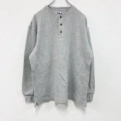 古着 used　FILA　フィラ　ハーフボタンスウェット/トレーナー　ヘンリーネックカットソー　刺繍ロゴ　灰色　グレー