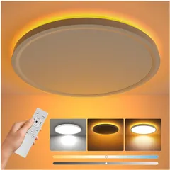 Coizabera LEDシーリングライト 6畳 3600lm おしゃれ 間接光常夜灯 調光調色 極薄型 天井照明器具 雰囲気ナイトライト 電気 蛍光灯 リモコン付き 6～8畳 Ceiling Light 寝室/リビング/キッチン適用 白枠のサムネイル
