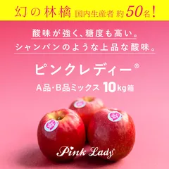 「ピンクレディ10キロ箱A品B品」りんご 信州産 産地直送（32～66玉）小玉品種 農林水産大臣賞 長野県産 リンゴ 林檎 Apple 贈答 家庭用 果物 酸っぱい ピンクレディ ピンクレディー 10キロ 箱 極小玉のサムネイル