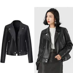 再入荷 レザージャケット レディース ジャケット 長袖 PUコート ライダースジャケット 軽量 アウター コート バイクジャケット ショート丈 シンプル 合皮 着痩せ 秋冬 革コート 秋服 ギフト プレゼント☆
