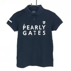 パーリーゲイツ 半袖ポロシャツ ネイビー×白 フロントロゴ レディース 0(S) ゴルフウェア PEARLY GATES