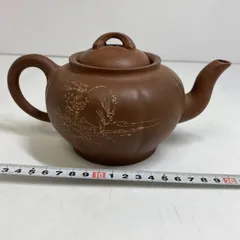 中国古玩　在銘　朱泥急須C  幅約20㎝　東S8-0311①