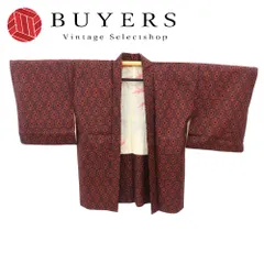 【中古】 羽織 正絹 オレンジ ブラック 樹海大島 羽織紐つき 証紙あり 和装 呉服 和服 きもの レディース 女性