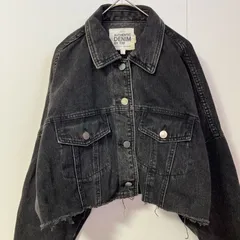 ZARA ザラ AUTHENTIC DENIM BY TRF クロップド デニムジャケット サイズM オーバーサイズ ブラック カットオフ　　　　T-110