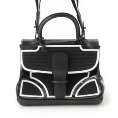 デルヴォー ブリヨン MM チャンピオン ビニール ラバー 2way ショルダー ハンドバッグ ブラック ホワイト【中古】