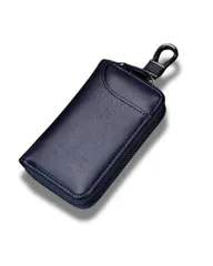 キーケース メンズ 本革 カード入れ付 ６連 鍵ケース 車 スマートキー対応 大容量 (ブルー(ストラップ付き)) [ブルー(ストラップ付き)]