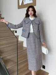 再入荷 入学式 スーツ ママ ツイード セットアップ 秋冬 ラメツイード ジャケット タイトスカート スーツ フォーマルスーツ スカートスーツ レディース 上下セット ママスーツ レディース 入園 入学式 卒園卒業式 七五三 20代 30代