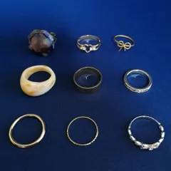 【指輪セット】リングまとめ売り 9点 ゴールド×シルバー×ガラス