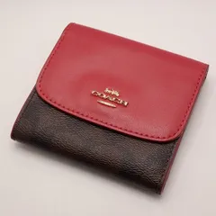 送料無料 COACH コーチ 折り畳み財布 二つ折り レッド ブランド 小物 財布#15918
