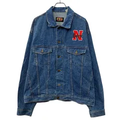 TSi デニムジャケット L ブルー ボタン ワンポイント刺繍 胸ポケット アメカジ コットン100% カジュアル ジージャン 春秋物 a803-5686