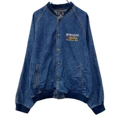 USA製 デニムジャケット XXL ブルー スナップボタン バックデザイン ワンポイント刺繍 ラグラン アウター ジージャン 春秋物 a803-5695