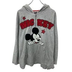 Disney キャラクタースウェット パーカー 4XL グレー マルチカラー ディズニー ハーフジップ ビッグプリント トップス 春秋物 a803-5698