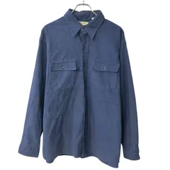 90s USA製 L.L.Bean 長袖 フランネルシャツ XL ネイビー エルエルビーン ボタン 90年代 シャモアクロス 胸ポケット 春秋物 a803-5714のサムネイル