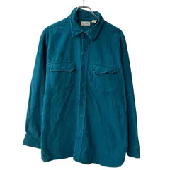 90s USA製 L.L.Bean 長袖 フランネルシャツ XL ターコイズブルー エルエルビーン ボタン 90年代 シャモアクロス 春秋物 a803-5716のサムネイル