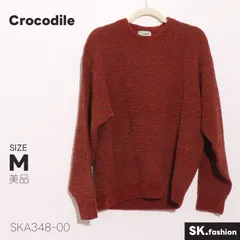 美品 Crocodile トップス 総柄編み クルーネック ウール混 　長袖　ニット セーター
