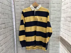 Polo by RALPH LAUREN/90s/ラガーシャツ/Mサイズ/ネイビー×イエロー/ラルフローレン/古着/3722