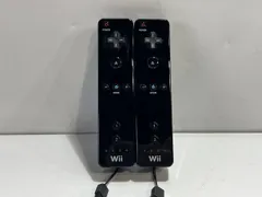Nintendo 任天堂 Wii コントローラー 黒 2個セット カバー付 動作確認済 　[管理No.：O12315_G2_60]