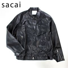 sacai 26ss ブラックレザージャケット サイズ3 - メルカリ