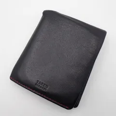送料無料 TAKEO KIKUCHI タケオキクチ 二つ折り財布 折り畳み ブラック レザー 黒 財布#15944