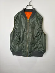 R00319 ROTNCOロスコ｜MA-1ベスト｜ミリタリーベスト｜リバーシブルベスト｜カーキKhaki緑｜オレンジOrange橙｜ナイロンベスト｜ジャケット系｜メンズXL｜Y2K｜90S｜古着｜USA古着｜アメカジ｜ヴィンテージ｜今期トレンド｜フォロー割