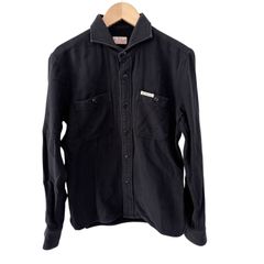   FLAT HEAD  フラットヘッド　コットン長袖シャツ　ネイビー　メンズ　サイズ36  日本製【CC15】