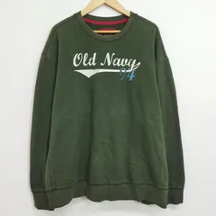 OLD NAVY オールドネイビー ロゴ プリント スウェットシャツ 裏起毛 コットン 古着 グリーン XXL 大きいサイズ C339のサムネイル