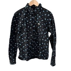   R.J.B アールジェイビー　FLAT HEAD  フラットヘッド　花柄　長袖シャツ　ブラック　黒　メンズ　サイズ36  日本製【CC15】