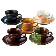 和渦紋 コーヒーカップ&ソーサー5客セット (K-51)