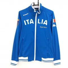 【美品】カッパ ジャケットブルゾン ブルー×白 袖ロゴ刺しゅう リブライン メンズ M ゴルフウェア Kappa