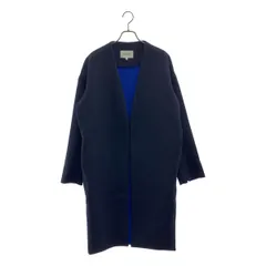 ENFOLD / エンフォルド | ウール リバー ノーカラーコート | 38 | ネイビー / ブルー | レディース