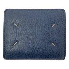 【美品】  Maison Margiela / メゾンマルジェラ | レザー 4ステッチ コンパクト ウォレット 財布 / ユニセックス | UNI | ネイビー系 | メンズ