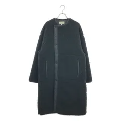HYKE / ハイク | FAUX SHEARLING COAT ボア ノーカラーコート | 2 | ブラック | レディース