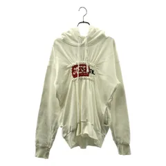 DIESEL / ディーゼル | コットン ロゴ ギャザー フーデッド トレーナー | XS | ホワイト | レディース