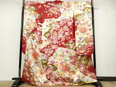 平和屋着物●豪華振袖　刺繍　鞠花文　金彩　正絹　逸品　CABD7294ut