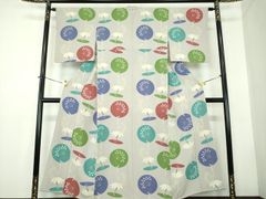 平和屋着物▽道行コート　スリーシーズン　春夏秋　塵除け　縞　三越扱い　ロング丈　正絹　逸品　AABC3883fy 平和屋着物▽道行コート スリーシーズン 春夏秋 塵除け 菱紋紗 淡黄色