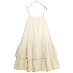 【美品】ピンクハウス★モチーフ付かぶせ段々♪キャミワンピ ローンブラウス エクリュ系 ピコレース♪薄手 z18605