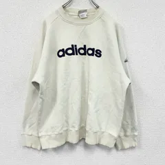 古着 used　90s～　adidas　アディダス　スウェット/トレーナー　前V　デカロゴ　ヴィンテージ　白　ホワイト　Sサイズ
