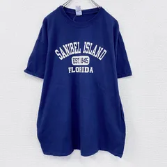 古着 used　GILDAN　ギルダン　半袖Tシャツ　3連プリント　カレッジタイプ　紺　ネイビー　XLサイズ