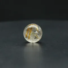 【虹入り】光を受けるたびに変わる表情 ゴールドルチルクォーツ 約11.7ミリ【GHTU45 2g】1粒売り ハンドメイド 交換用ゴム付＆巾着1枚 【金運・ビジネス運・人間関係・目標達成】 金針水晶 お守り効果 ご褒美 お揃い ギフト 京海堂　天然石の卸　京の蔵