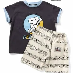 子供服 スヌーピー 上下セット チャコール 80 90 100 110㎝ キッズ 半袖 半ズボン Ampersand L258115のサムネイル