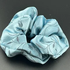 【新品】ヘアアクセサリー シュシュ ブルー カラー 水色 シンプル デザイン 花柄◆B19