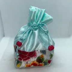 06 ミニ巾着 和柄 水色（ライトブルー） 小物入れ 巾着袋 お守り袋 アクセサリー袋 和柄・韓国風デザインポーチ