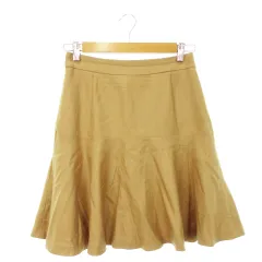 ロペ ROPE スカート フレア ミニ ウール混 切替 グログランテープ フェミニン 36 ベージュ /AH4